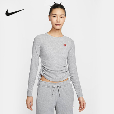 Nike耐克2025春季女子罗纹短款刺绣贴片休闲长袖针织衫HV8728-063