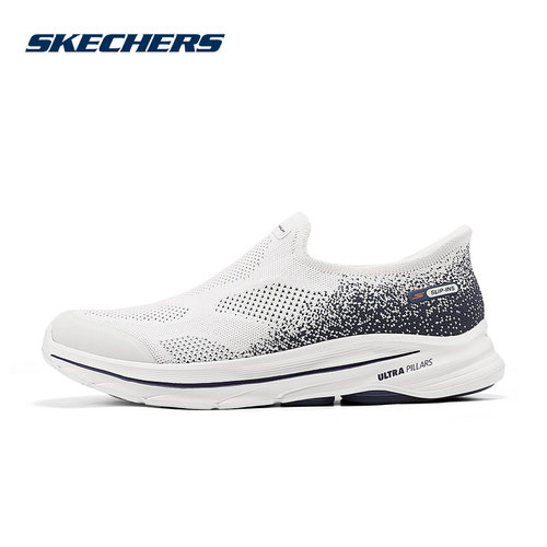 Skechers斯凯奇男士一脚蹬厚底缓震舒适透气闪穿健步鞋216784/WNV
