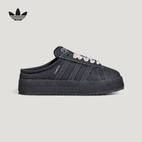 adidas阿迪达斯三叶草一脚蹬半拖鞋女CAMPUS情人节款面包鞋KH8028