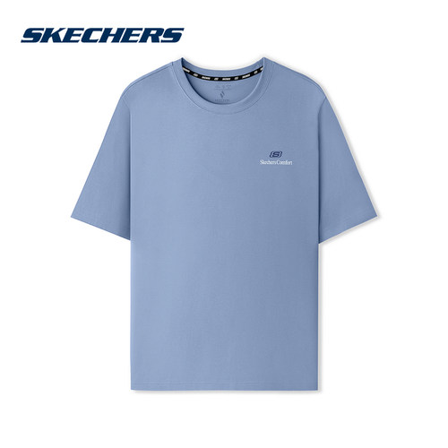 Skechers斯凯奇26夏季男女同款运动休闲针织圆领短袖T恤 L225U117