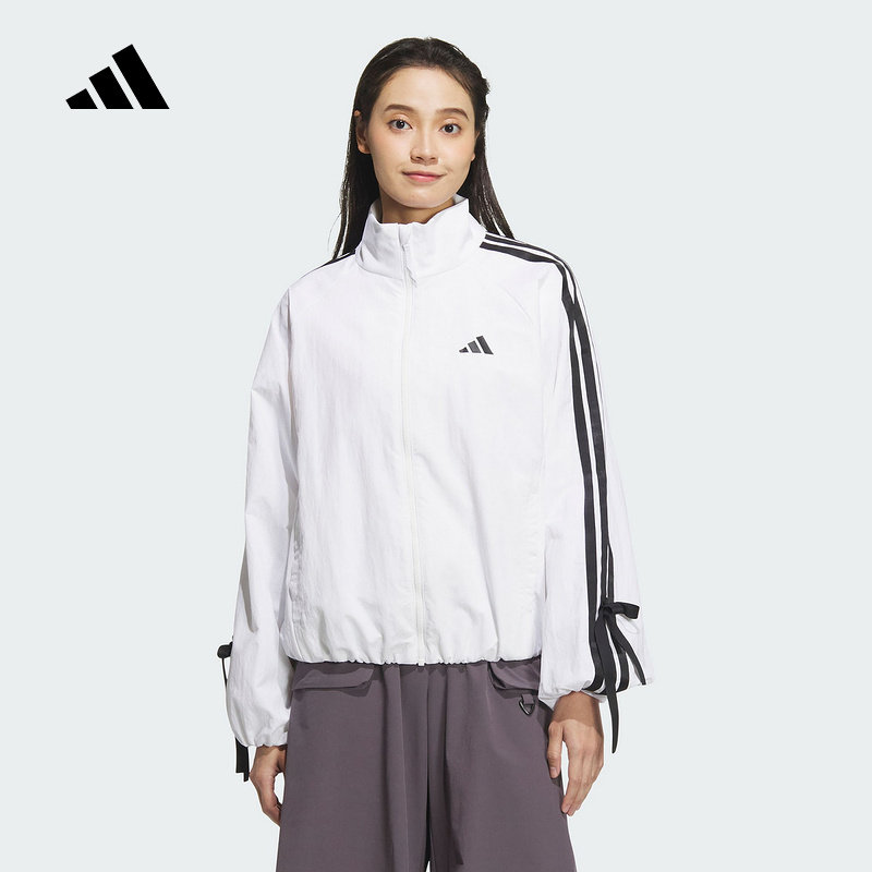 adidas阿迪达斯2025春季女子立领蝴蝶结三条纹运动梭织外套JY5651,运动服/休闲服装,运动茄克/外套,淘宝优惠券,粉丝福利购,淘宝优惠卷