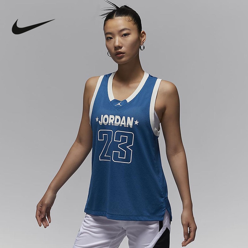 耐克Jordan女子运动背心2024夏季新款透气宽松休闲网眼FN