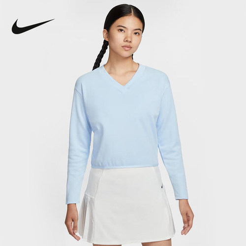 Nike耐克女子V领长袖上衣高尔夫针织柔软运动休闲T恤IH1946-441