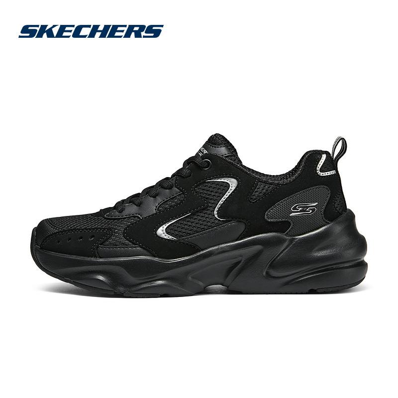 Skechers斯凯奇男女鞋厚底网面休闲鞋潮流百搭老爹鞋 117367/BBK
