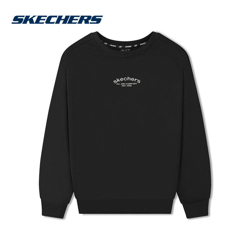 Skechers斯凯奇25秋男女舒适运动圆领针织套头卫衣L325U032/0018