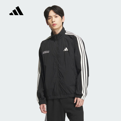 adidas阿迪达斯25秋新款男子梭织拒水立领运动宽松夹克外套KB9132