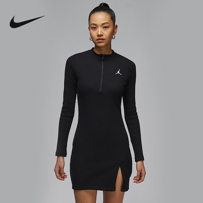 Nike耐克2025新款Jordan春季女开衩休闲长袖针织连衣裙HF9478-010,运动服/休闲服装,运动连衣裙,淘宝优惠券,粉丝福利购,淘宝优惠卷