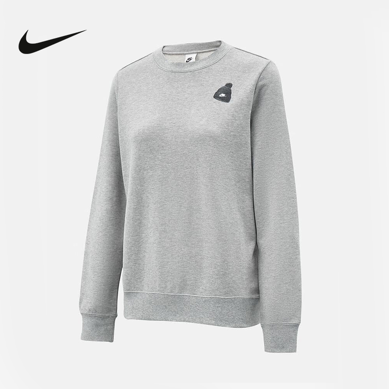 Nike耐克女子冬季卫衣新款休闲印花圆领运动针织套头衫IO7829-063
