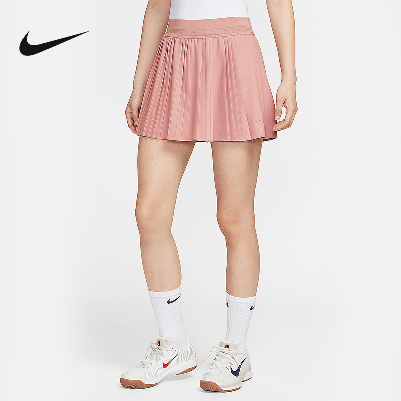 Nike耐克女裙夏新款速干透气百褶网球半身裙防走光短裙FZ6513-618