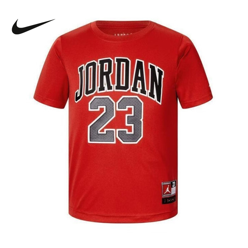 Nike耐克男女小童短袖针织衫夏新款Jordan图案透气T恤HM4763-687