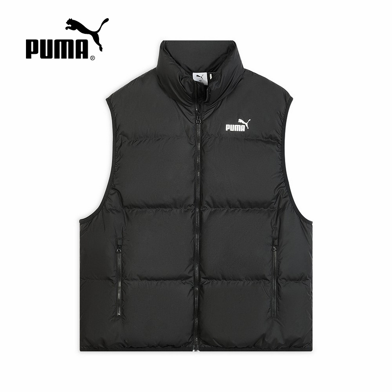 PUMA彪马冬季新款男休闲运动保暖轻便立领羽绒黑色背心693533-01