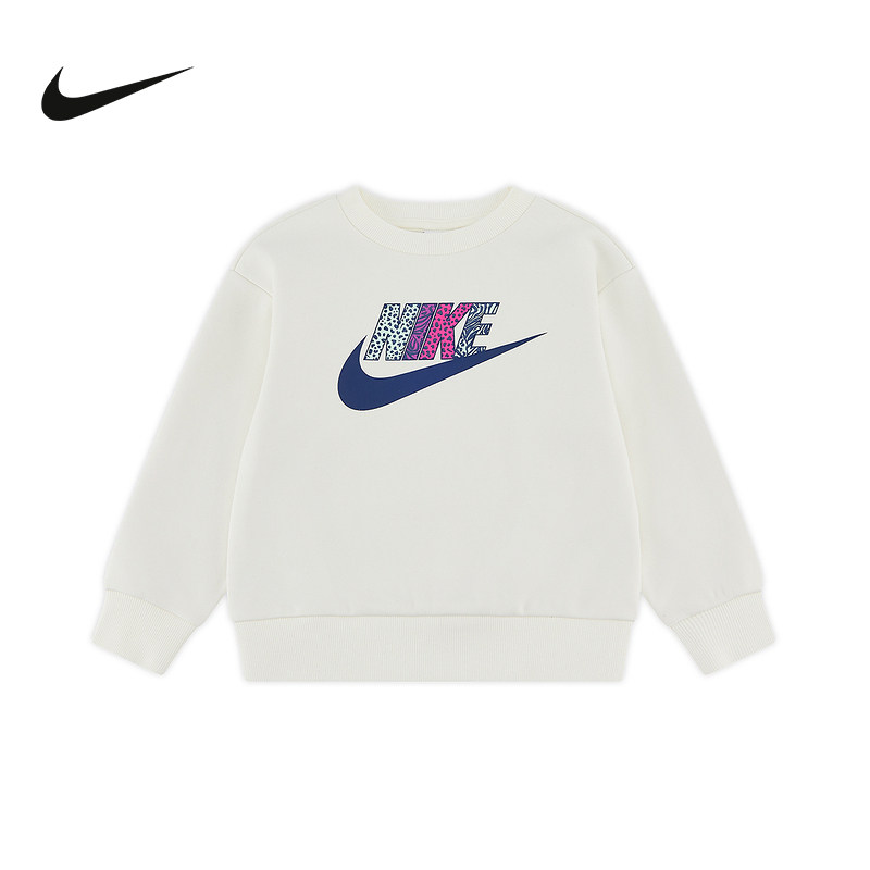Nike耐克幼童针织柔软圆领卫衣女童活力风加绒休闲上衣IQ2912-047