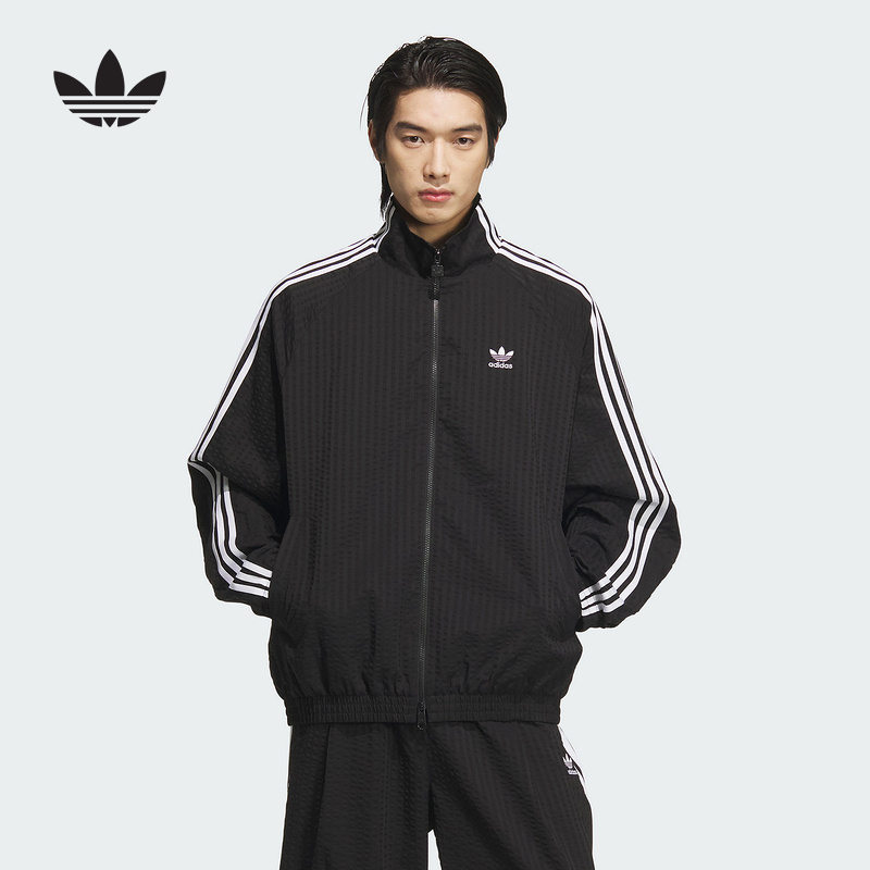 adidas阿迪达斯三叶草男子经典复古双拉链立领宽松夹克外套KC2605
