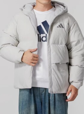 阿迪达斯连帽羽绒服男2025冬季新款外套保暖运动服JG5940