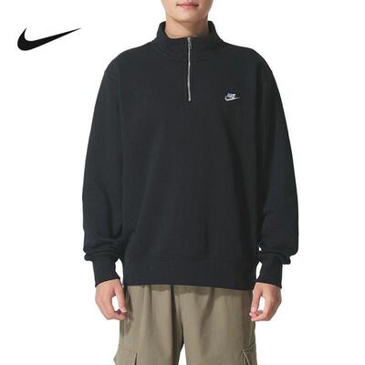 NIKE耐克Club男子加绒卫衣冬季半拉链针织休闲套头衫 FN3865-010