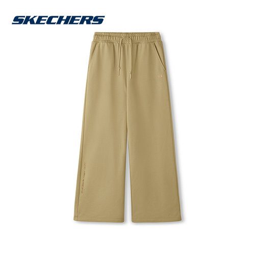 Skechers斯凯奇25夏女款针织休闲裤直筒裤运动裤L125W111-00VC