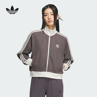 adidas阿迪达斯25秋季新款三叶草女子针织运动宽松夹克外套KC2650