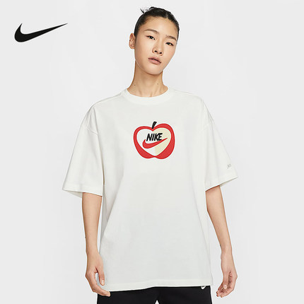 Nike耐克短袖女夏季情人节款印花宽松休闲圆领运动T恤IB5577-133