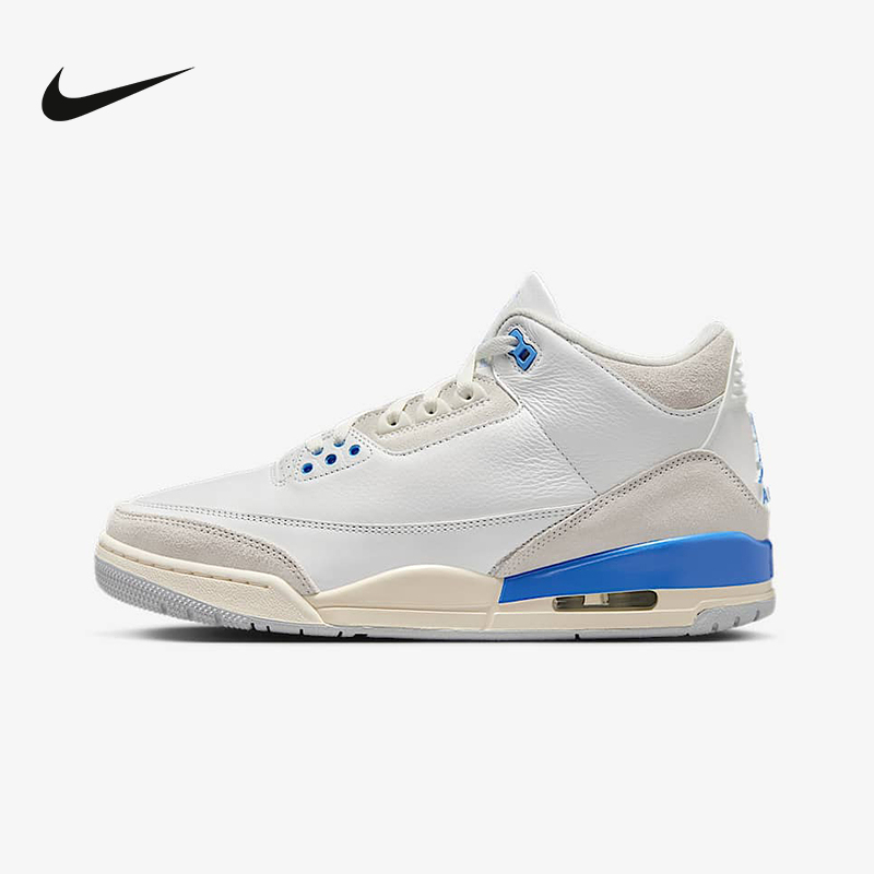 NIKE耐克男鞋25夏Air Jordan 3 AJ3白蓝耐磨复古篮球鞋CT8532-101