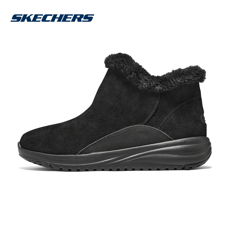 SKECHERS斯凯奇雪地靴冬女加绒厚底保暖中筒冬靴棉鞋 144771C-BBK