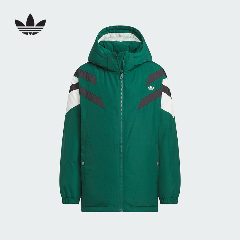 adidas阿迪达斯三叶草冬季新款保暖运动男大童连帽羽绒服 KD4062