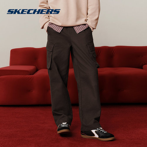 Skechers斯凯奇工装裤26新年战袍男长裤宽松直筒裤L126M001/05U5