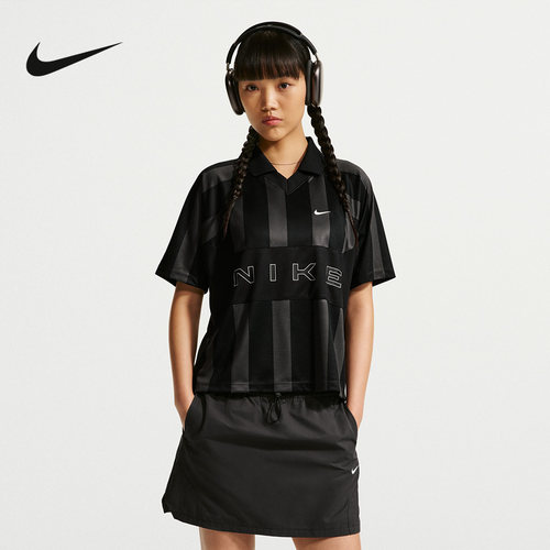 NIKE耐克夏季新款女子Oversize风球衣宽松短袖针织衫 IO0914-010