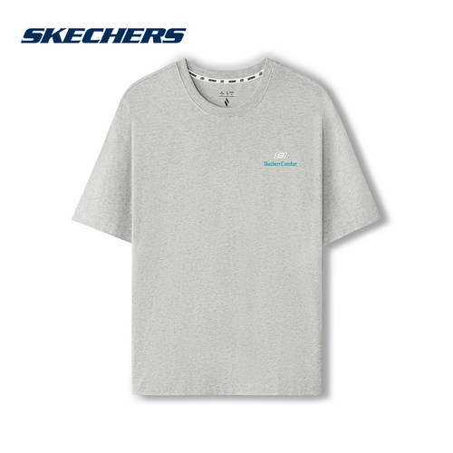 Skechers斯凯奇26夏季男女同款运动休闲针织圆领短袖T恤 L225U117