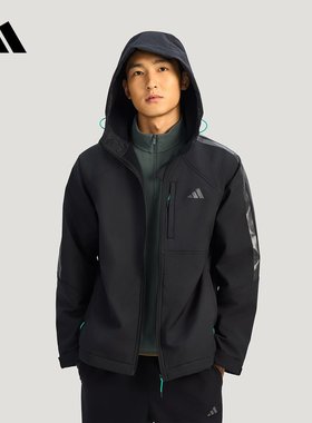 adidas阿迪达斯拒水保暖夹克26新款男运动连帽抓绒梭织外套KR2496