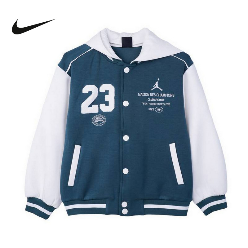 Jordan耐克男女童装上衣大童针织秋新款外套棒球服夹克HQ7075-366