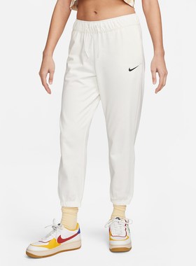 Nike耐克女子宽松棉质长裤夏季轻薄运动裤简约针织卫裤DM6420-133