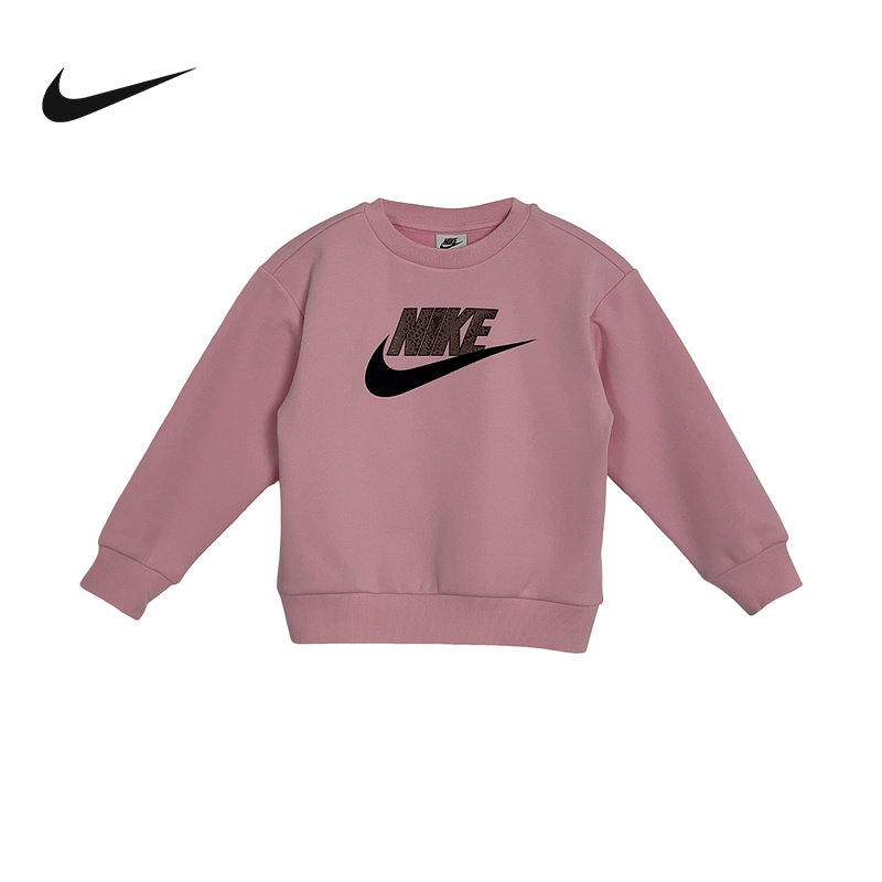Nike耐克幼童针织柔软圆领卫衣女童活力风加绒休闲上衣IQ2912-690