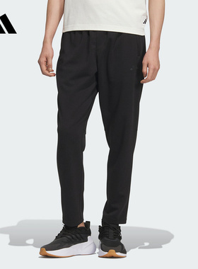 adidas阿迪达斯男裤黑色九分运动裤新款男居家抽绳针织长裤KB9131