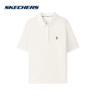 L225W218 针织POLO衫 0074 女士凉感透气短袖 Skechers斯凯奇25夏季