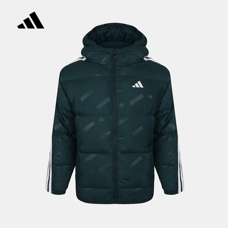 adidas阿迪达斯冬季新款三条纹保暖连帽运动男大童羽绒服 KC5921