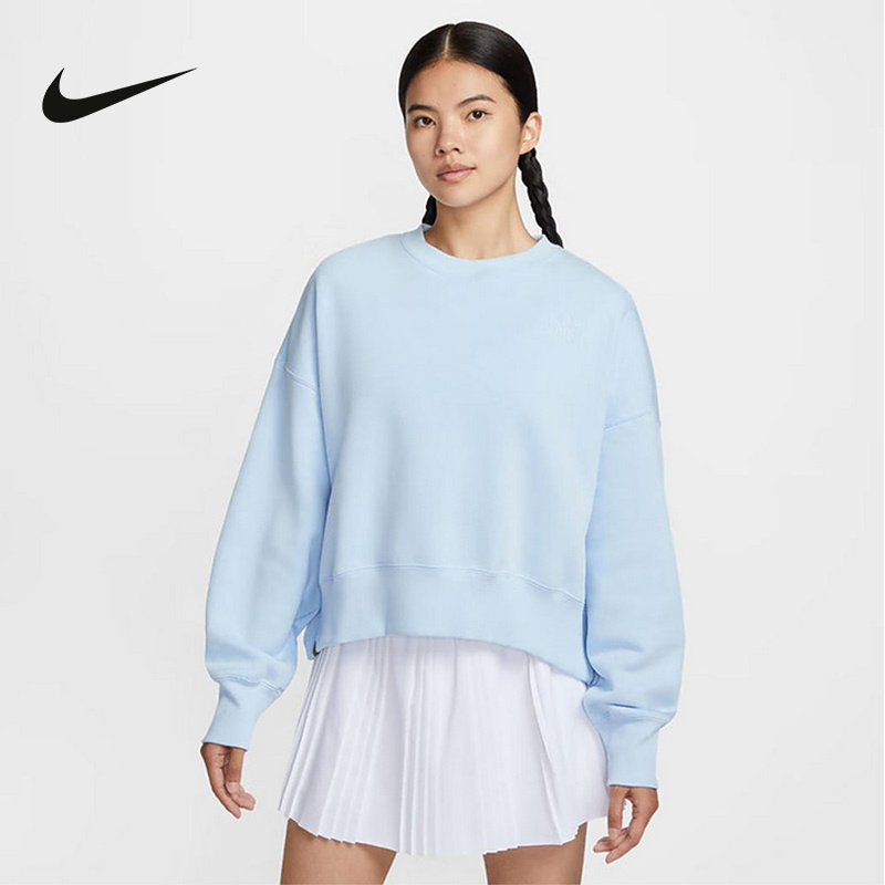 NIKE耐克加绒卫衣女冬新款网球运动印花宽松针织套头衫IO0485-441