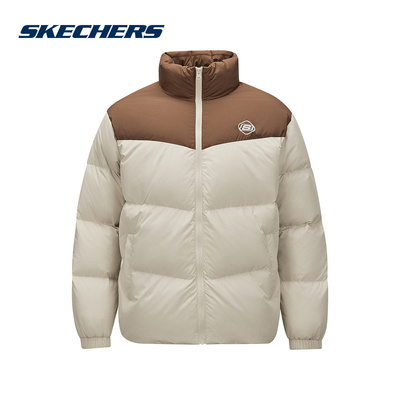 Skechers斯凯奇面包羽绒服撞色男女潮百搭运动外套L324U104-0046