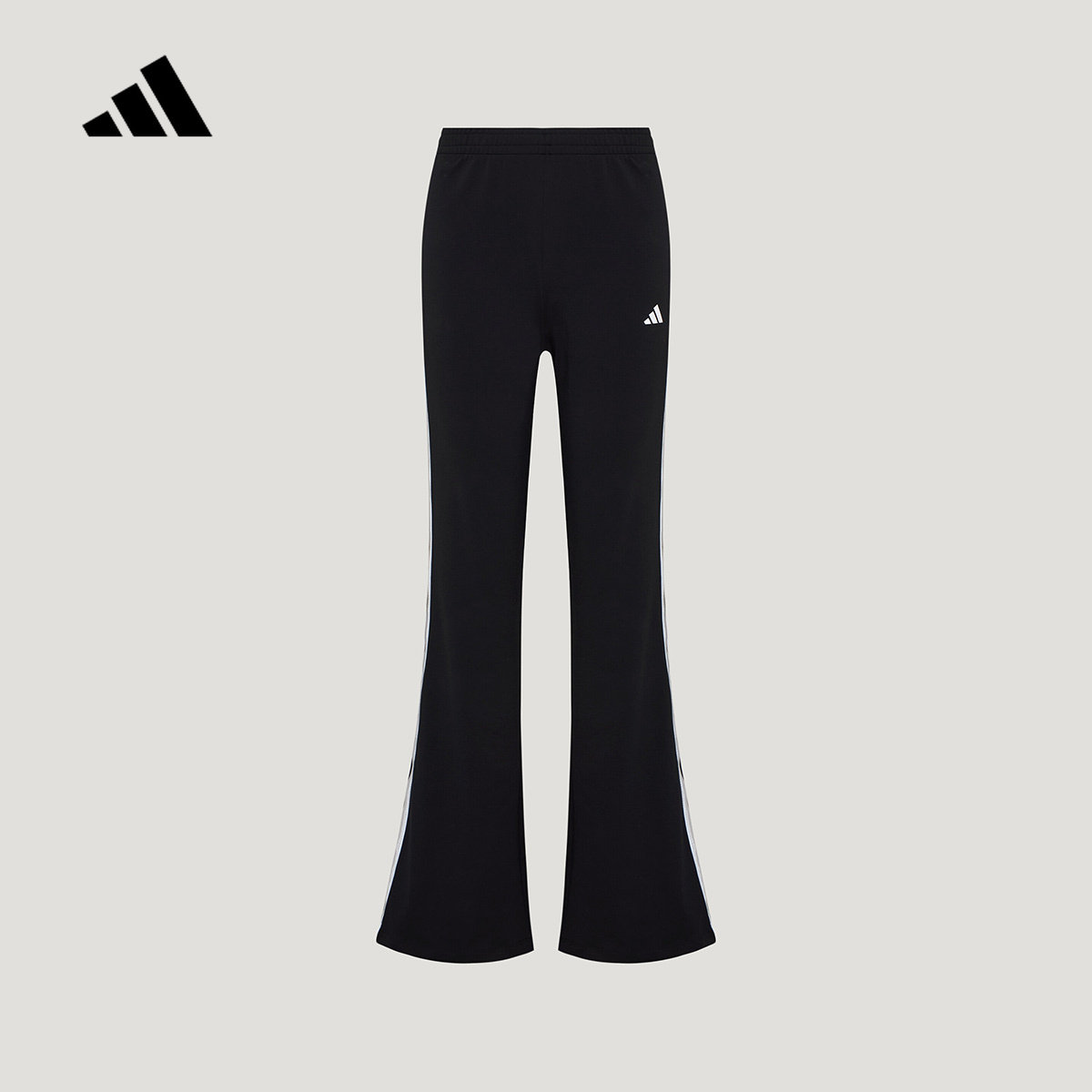 adidas阿迪达斯女子速干休闲运动裤喇叭裤黑色条纹针织长裤KZ1535