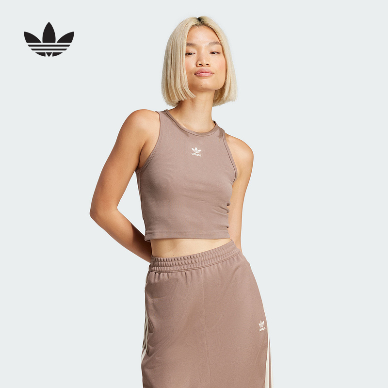 adidas阿迪达斯三叶草无袖T恤2025夏女ESSENTIALS修身背心 JC9009