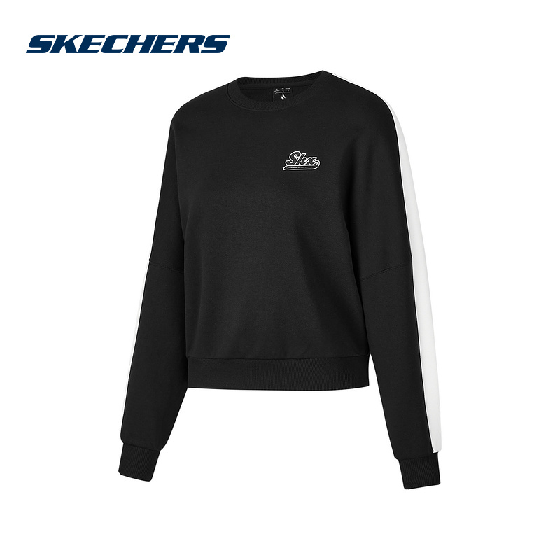 Skechers斯凯奇女子舒适柔软百搭运动休闲套头衫卫P424W108/0018