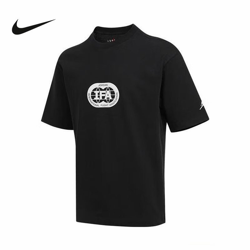 Jordan耐克男子夏季新款休闲印花透气圆领短袖运动T恤HV4555-010