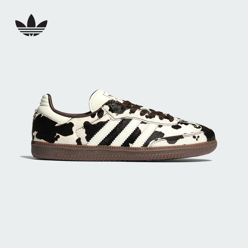 adidas阿迪达斯三叶草奶牛纹T头鞋2025秋中性SAMBA德训板鞋KK2238