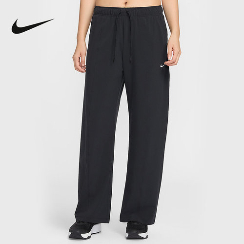 NIKE耐克女裤Dri-FIT速干2026春刺绣小勾梭织阔腿长裤IQ0343-010