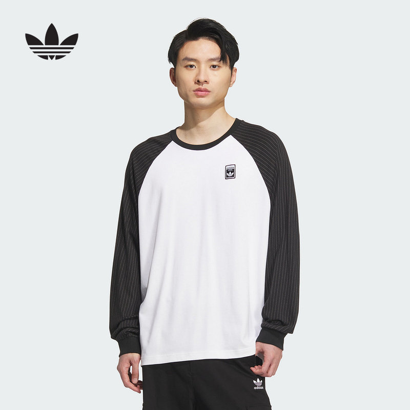 adidas阿迪达斯秋新款三叶草棉质印花男子运动休闲长袖T恤 KD1854