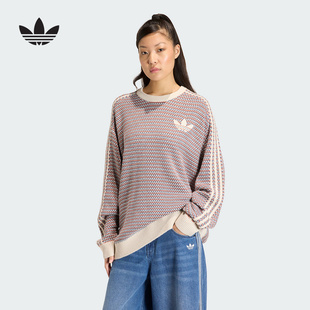 adidas阿迪达斯三叶草度假风oversized毛衣2026春针织衫 KQ6292