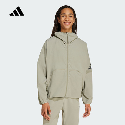 adidas阿迪达斯秋季新款男运动休闲宽松梭织拉链夹克外套 JW3631