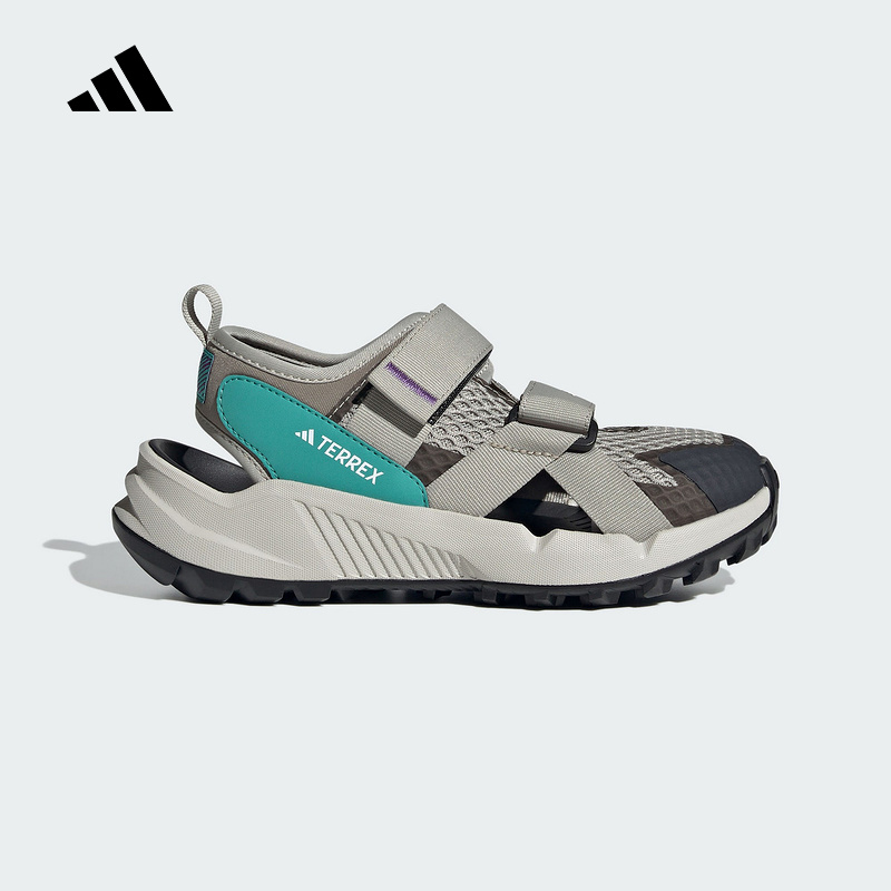 adidas阿迪达斯男大童户外魔术贴涉水鞋25夏HYDROTERRA凉鞋IH6377
