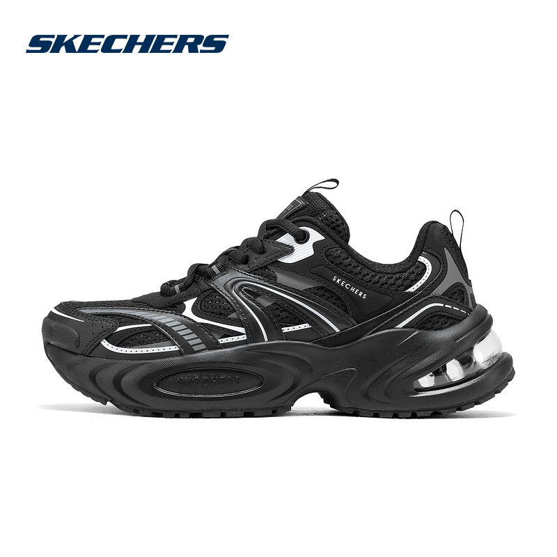 SKECHERS斯凯奇2025春季女款熊猫鞋低帮厚底运动休闲鞋177606-BBK