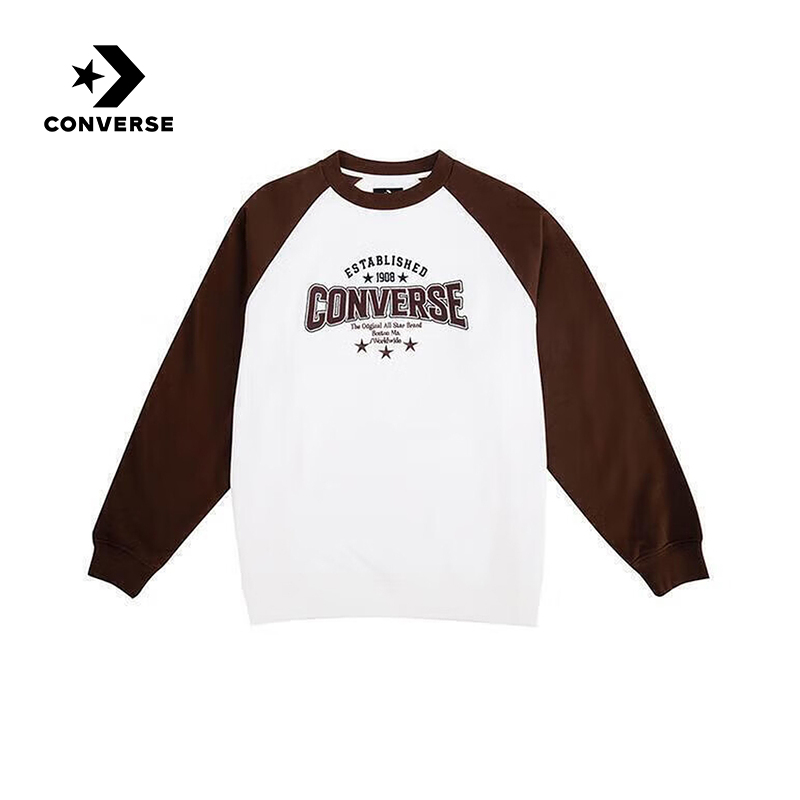 Converse匡威秋冬季男女复古撞色长袖插肩袖T恤套头衫UCJ082-J9T