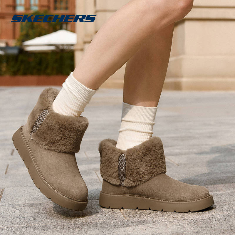 Skechers斯凯奇25冬季女鞋百搭舒适保暖一脚蹬雪地靴 169100-CSNT